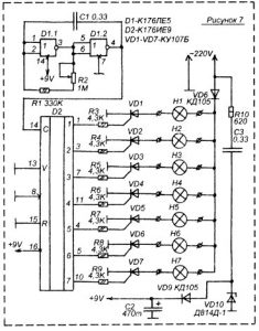 Переключатели световых эффектов на микросхемах КМОП серии схемы