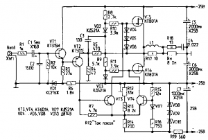 УНЧ на транзисторах КП801 схема