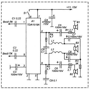 Нестандартное включение TDA1519